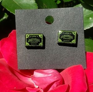 Mini Ouija Board Earrings/ Stainless Steel posts/ Resin Jewelry/ Green